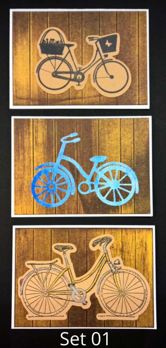 3 geprägte Fahrrad Minikarten